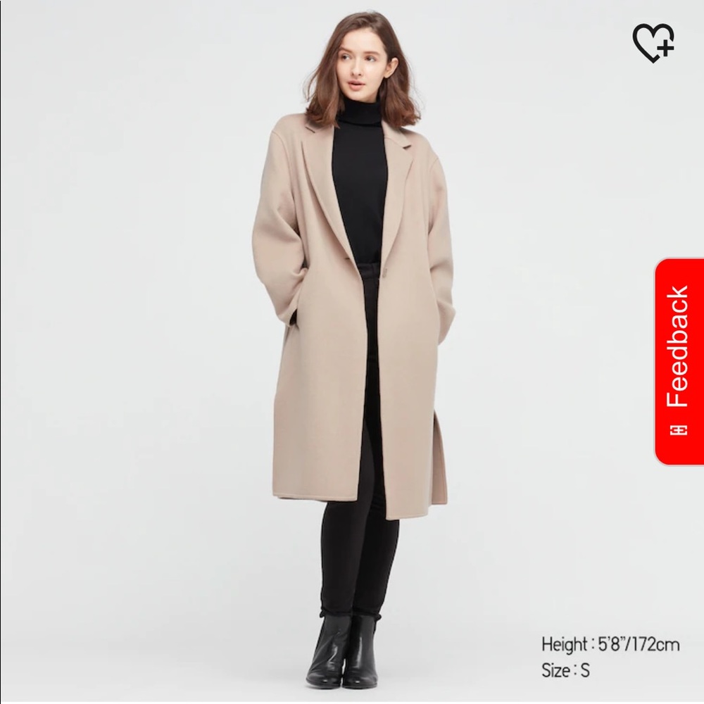 NWT Uniqlo Wool Blend Long Pea Coat, S